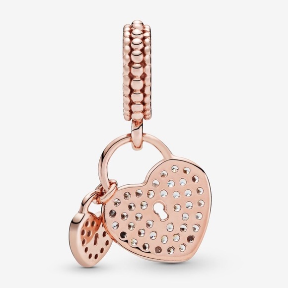 PANDORA ❤️ BNIB Pavé hearts padlock dangle charm - Picture 4 of 9